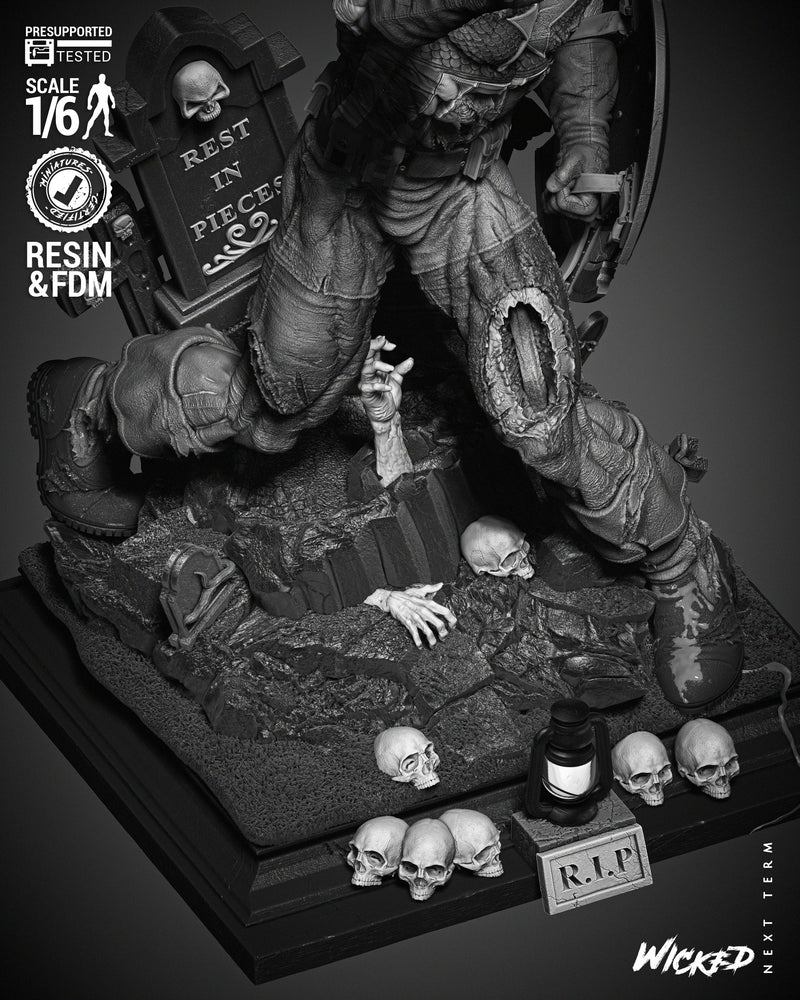 Captain America Zombie Sculpture resin statue kit view 7