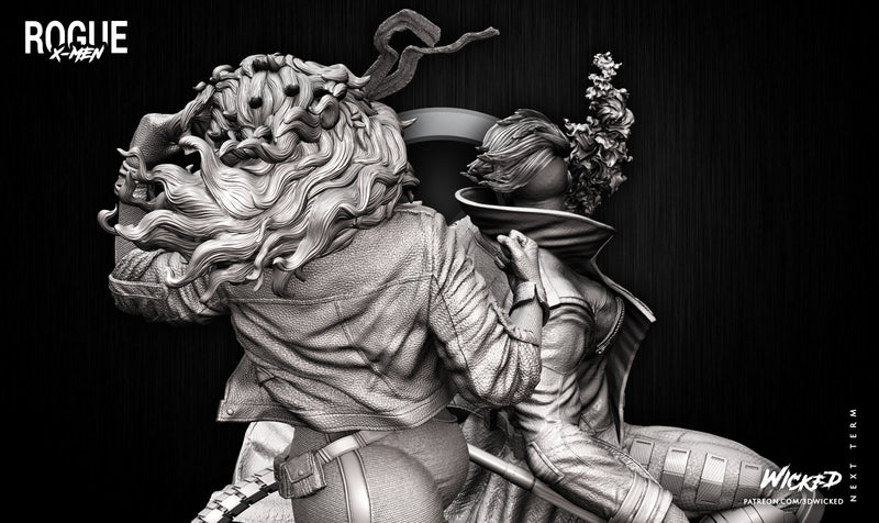 DIORAMA BASE + Rogue Sculpture + Gambit Sculpture resin diorama kit view 8
