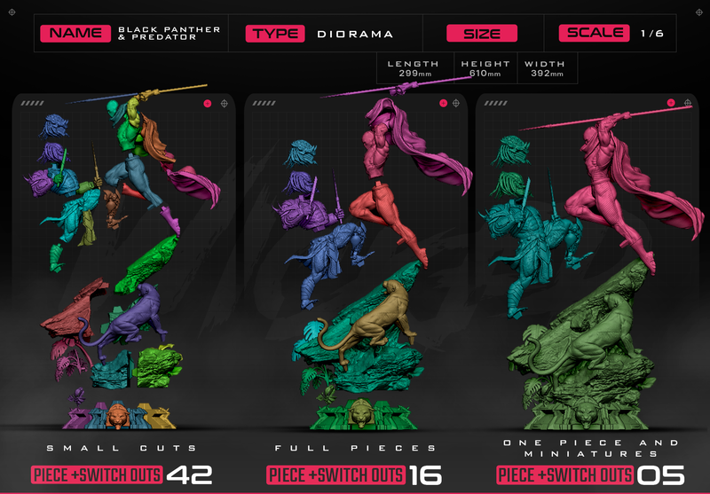 Black Panther VS Predator Diorama resin diorama kit view 8