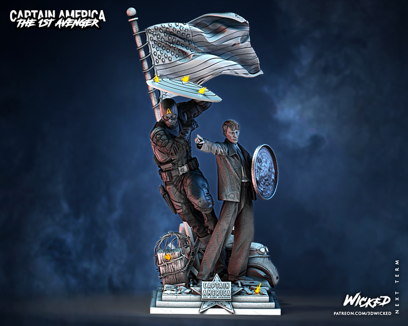 Captain America and Steve Rogers Sculptures DIORAMA COMPLETE resin diorama kit view 8
