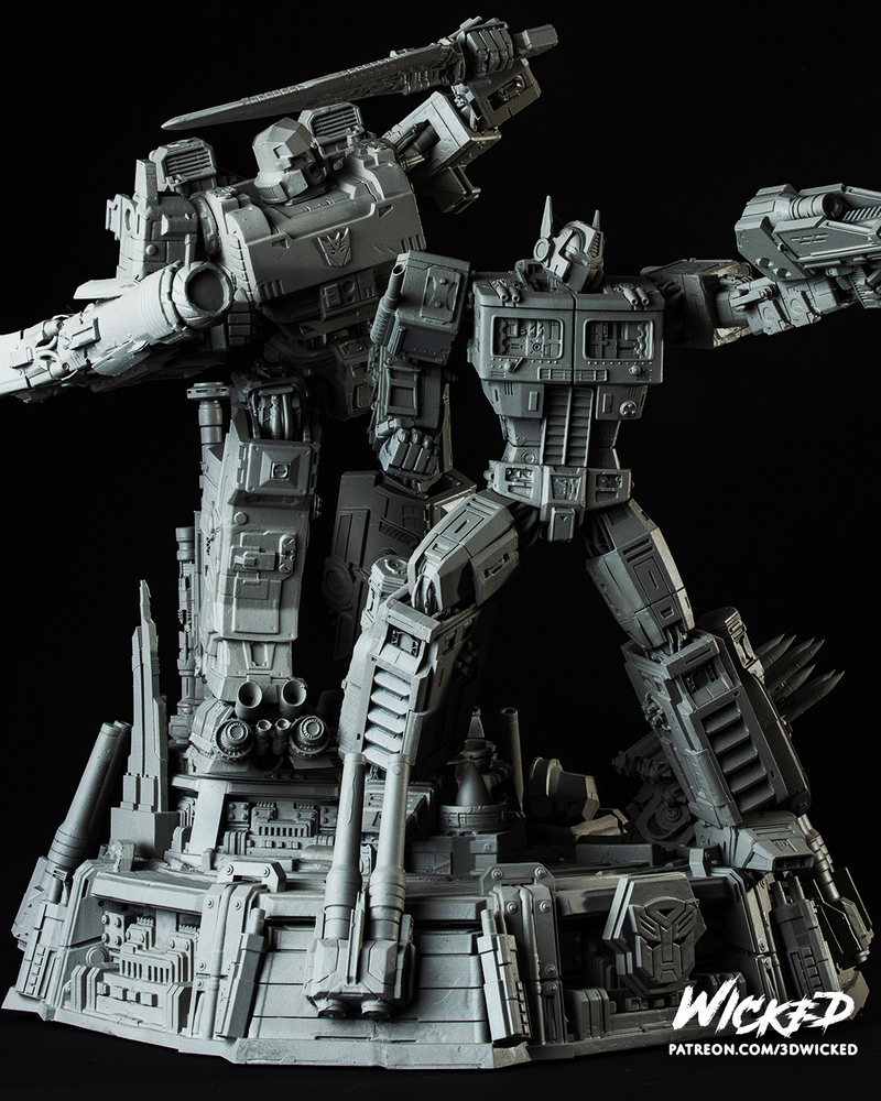 DIORAMA BASE + Optimus Sculpture + Megatron Sculpture resin diorama kit view 8