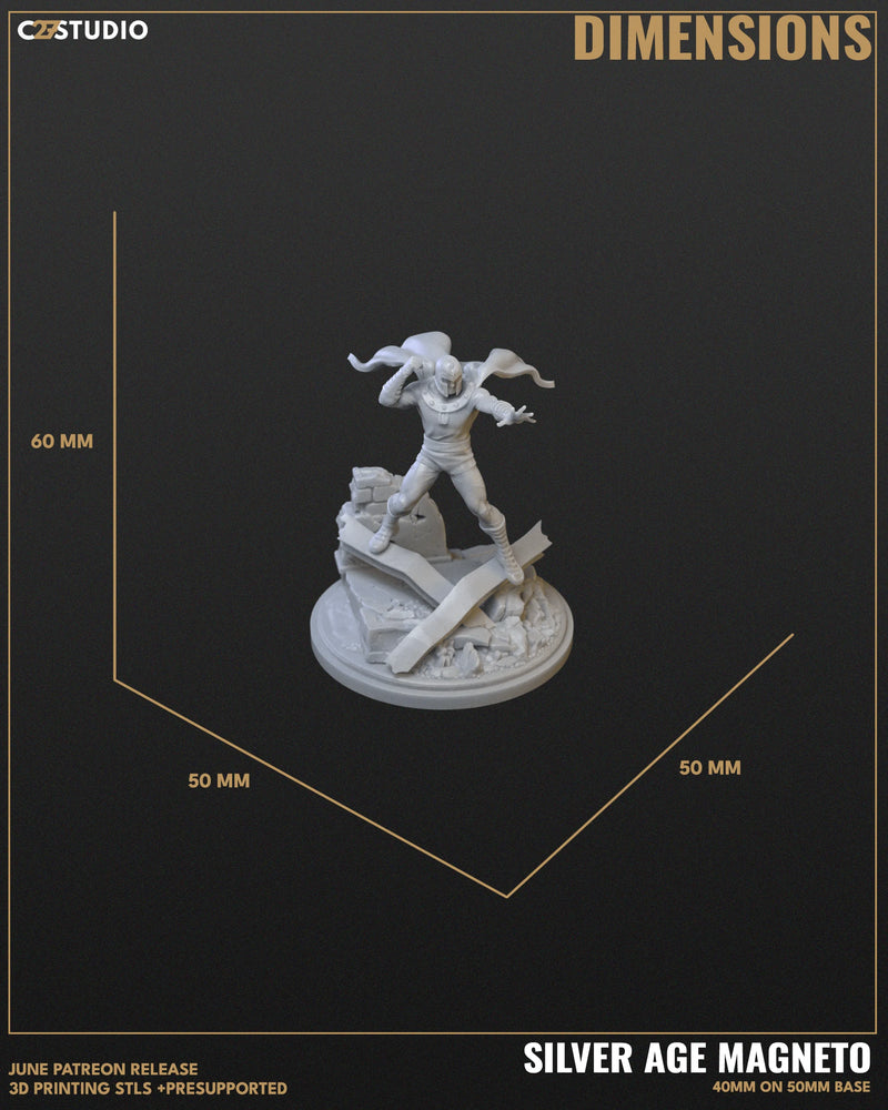 Magneto + Construct (Silver Age) Marvel MCP-compatible resin miniature by C27 Studios - product image 8