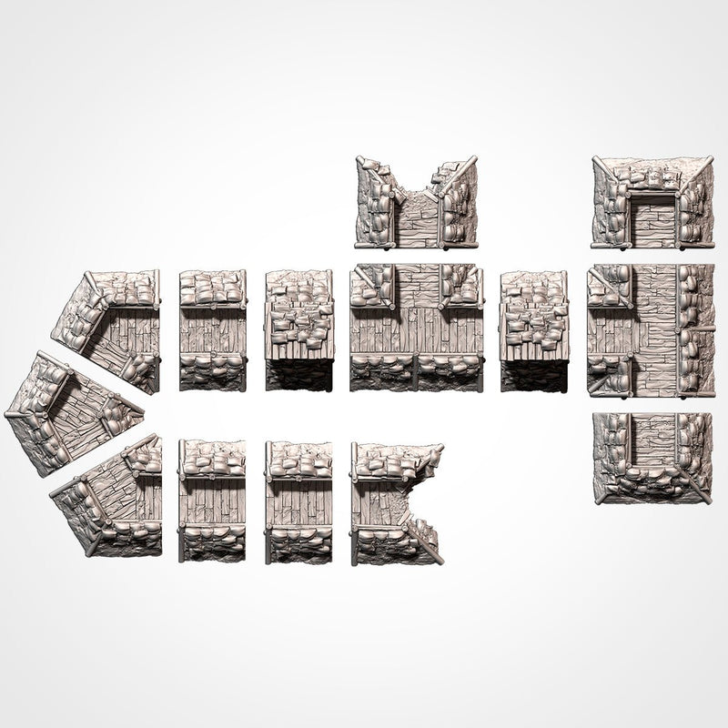 Modular Trenches WWII 3D printed terrain view 8