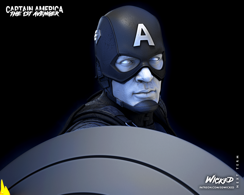 Captain America and Steve Rogers Bust DIORAMA COMPLETE resin bust kit view 8