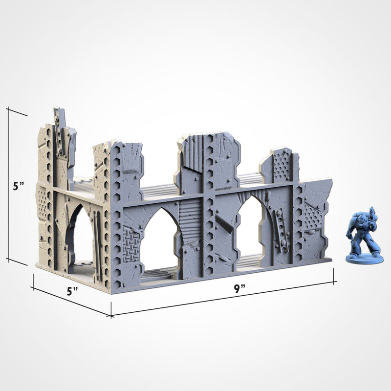 Post-Apocalyptic Ruins WTC Set 01 3D printed terrain view 8