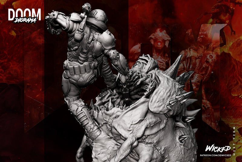 Doom Slayer Diorama resin diorama kit view 8