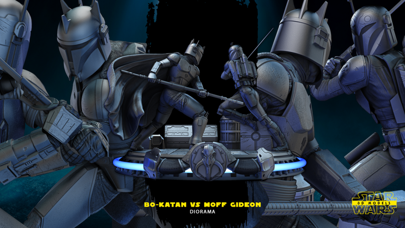 Bo Katan and Moff Gideon DIORAMA BASE