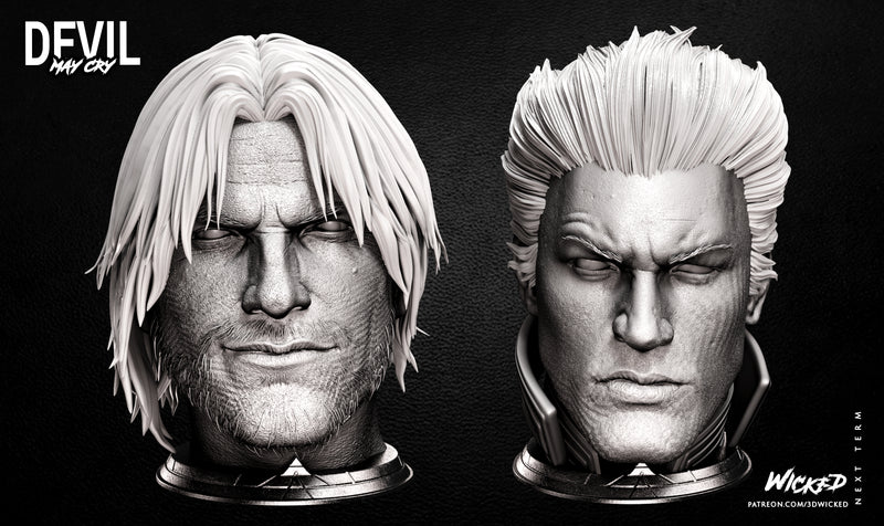 Dante and Vergil Weapon Box and Heads resin prop kit view 8