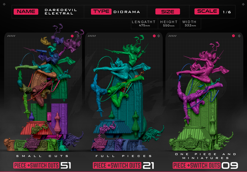 Daredevil and Electra Diorama resin diorama kit view 8