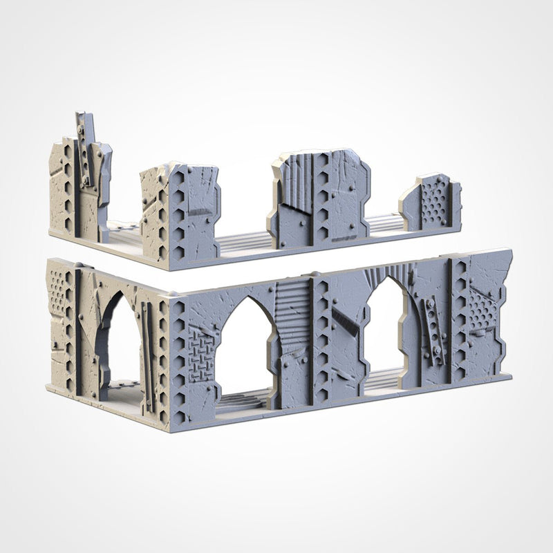 Post-Apocalyptic Ruins WTC Set 01 3D printed terrain view 9