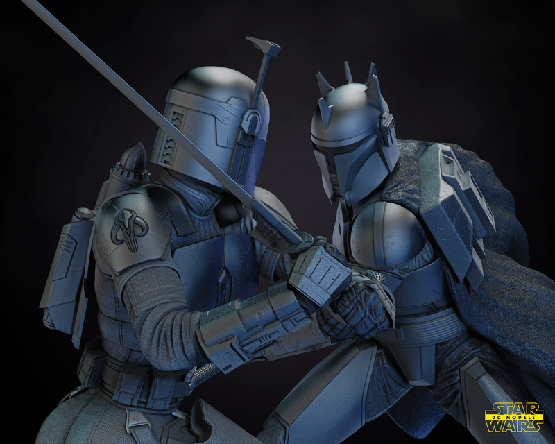 Bo Katan and Moff Gideon DIORAMA BASE