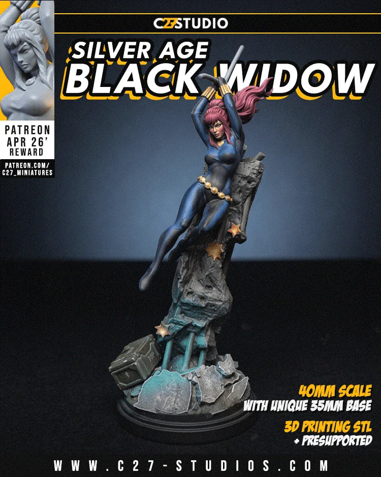 Black Widow (Silver Age) Marvel MCP-compatible resin miniature by C27 Studios - product image 9