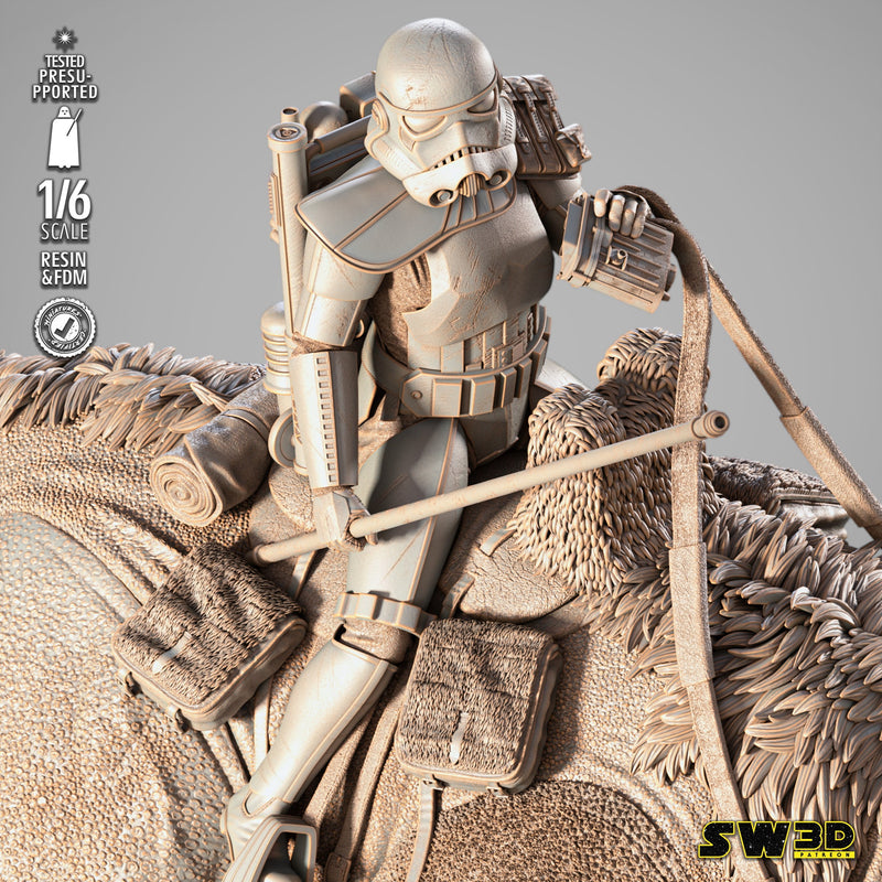 Sand Trooper in Dewback Sculpture