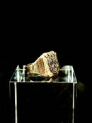 Horned Demon Skull Ring hand-cast ancient brass detail view