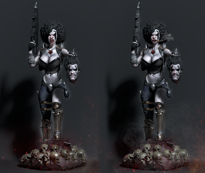 Lady Lobo Resin Statue - view 2