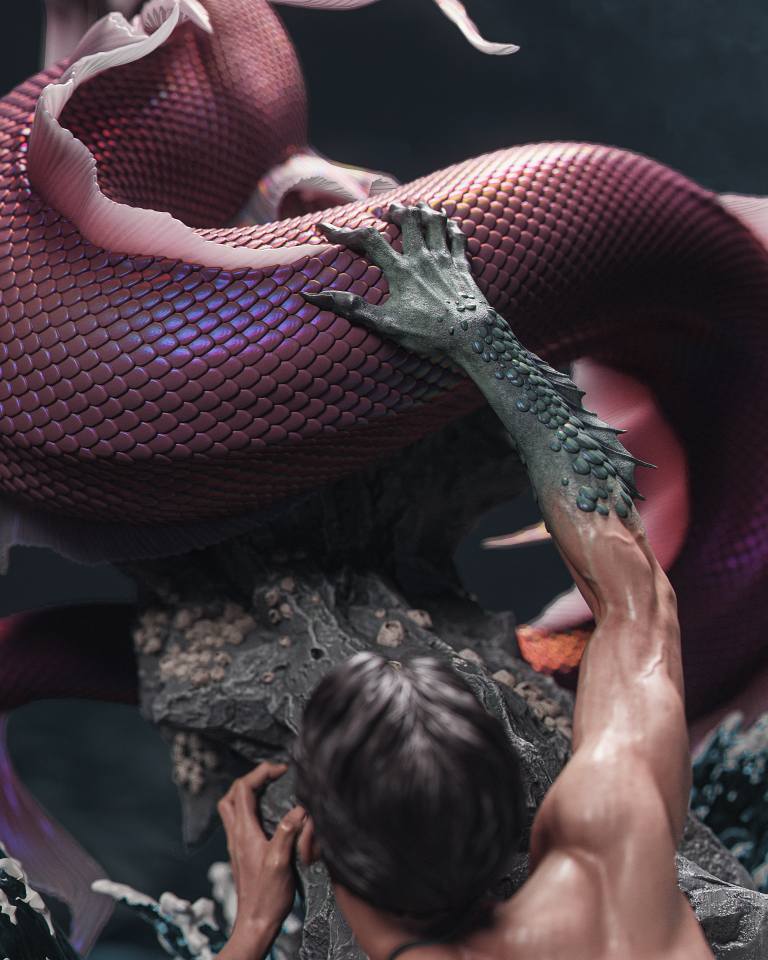 Mermaid Resin Statue - view 2