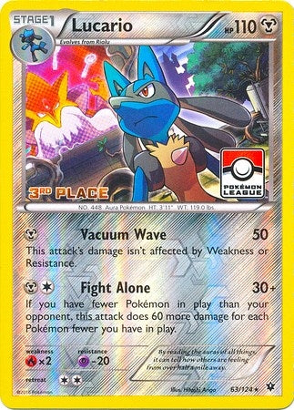 Lucario 63 124 Pokemon League 3rd Place (063/124) [PR]