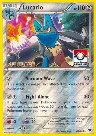 Lucario 63 124 Pokemon League 4th Place (063/124) [PR]