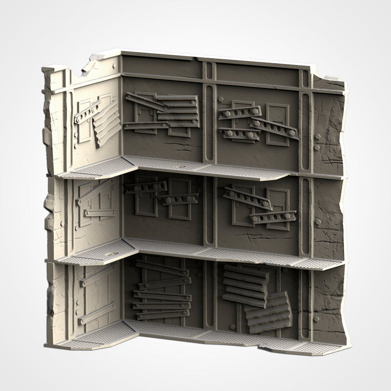 Post-Apocalyptic Ruins WTC Set 01 3D printed terrain view 13