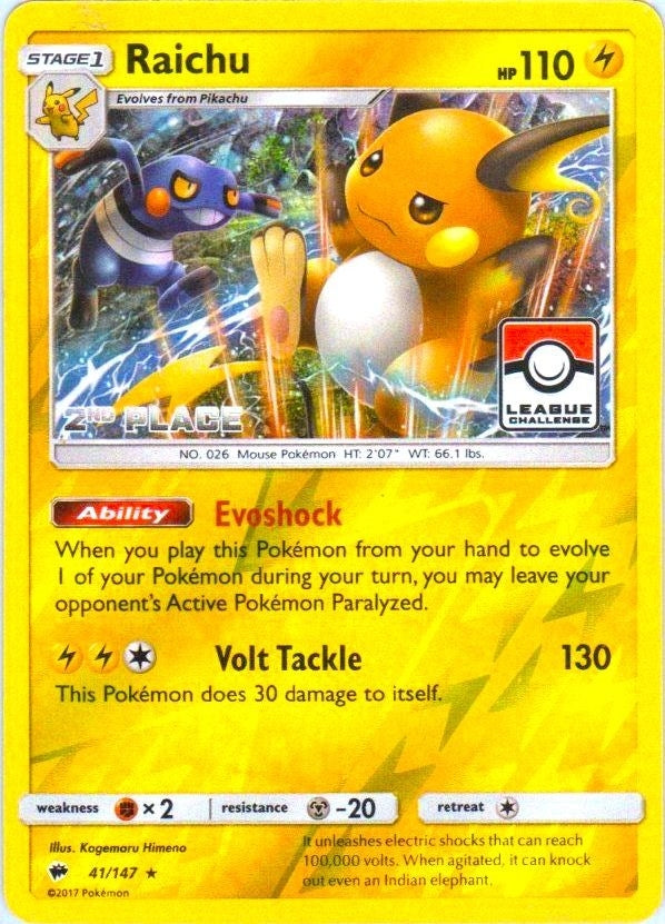 Raichu 41 147 League Challenge 2nd Place (041/147) [PR]