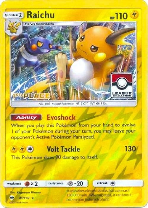 Raichu 41 147 League Challenge 1st Place (041/147) [PR]