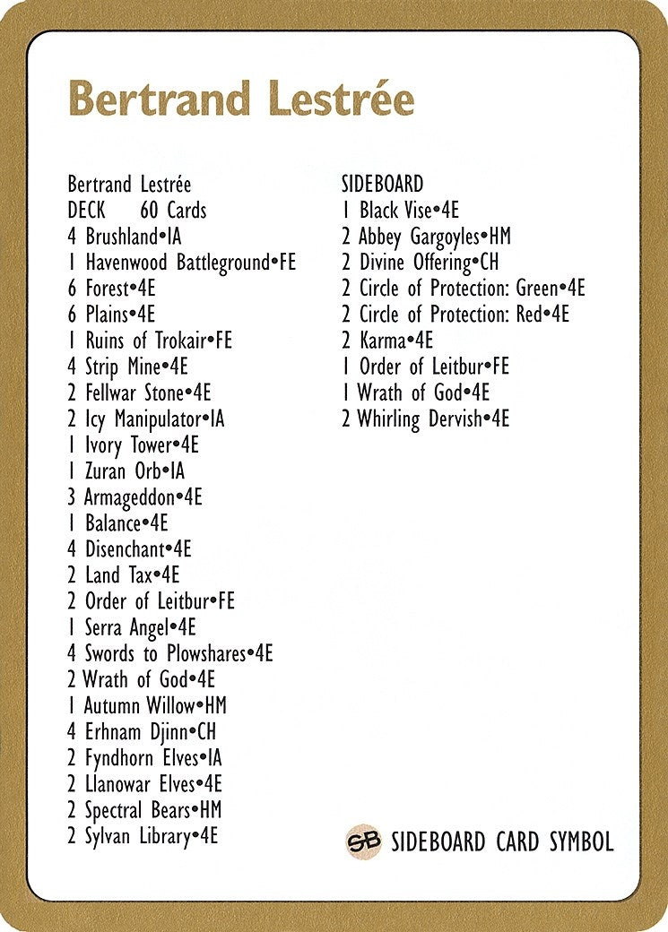 1996 Bertrand Lestree Decklist Card [WCD]