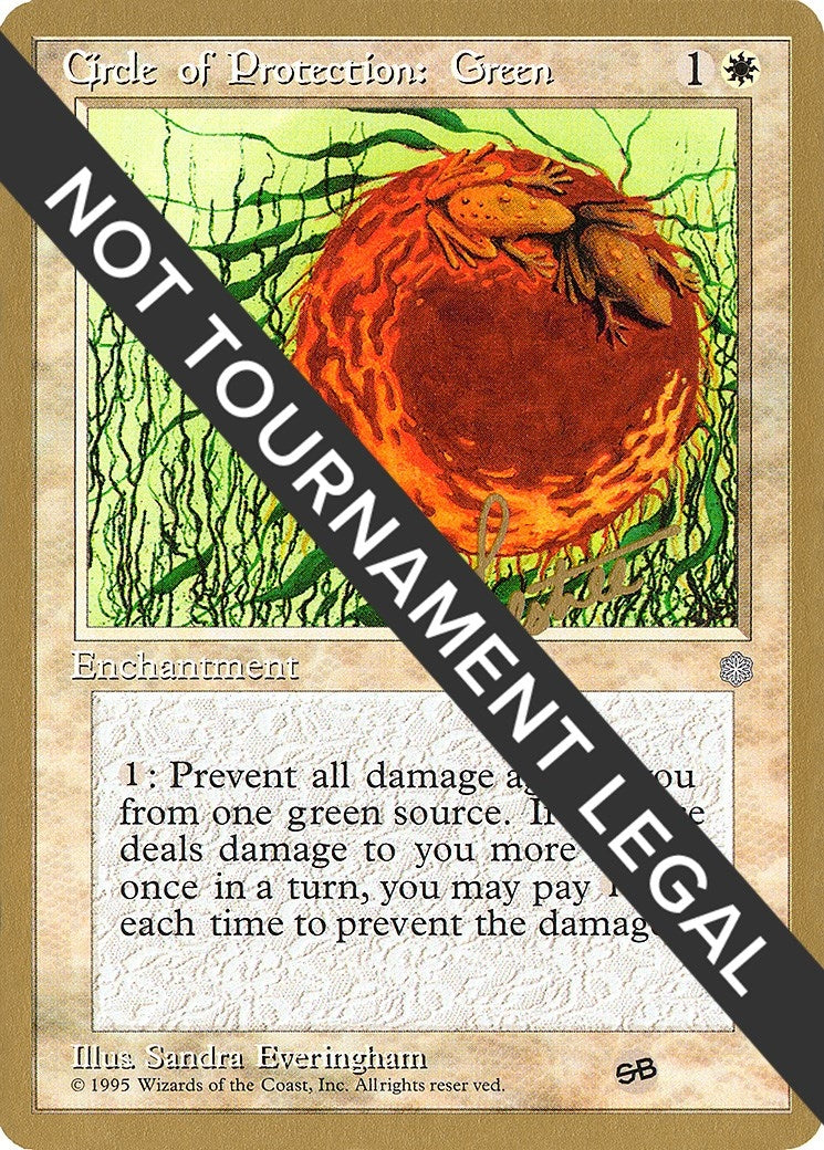Circle of Protection: Green (Bertrand Lestree) (SB) (ICE) [Pro Tour Collector Set]