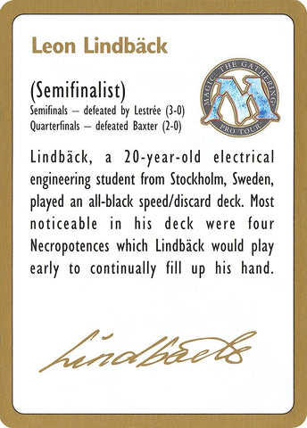 1996 Leon Lindback Biography Card [WCD]
