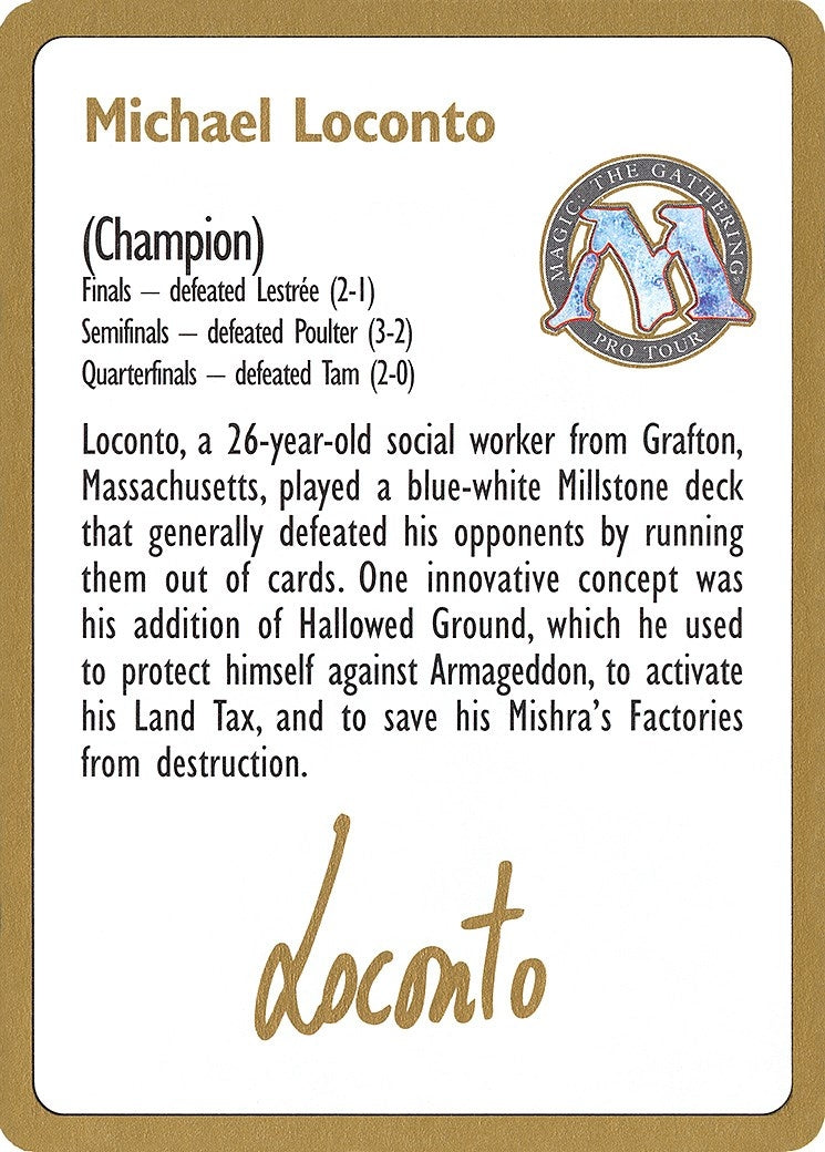 1996 Michael Loconto Biography Card [WCD]
