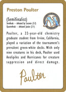 1996 Preston Poulter Biography Card [WCD]
