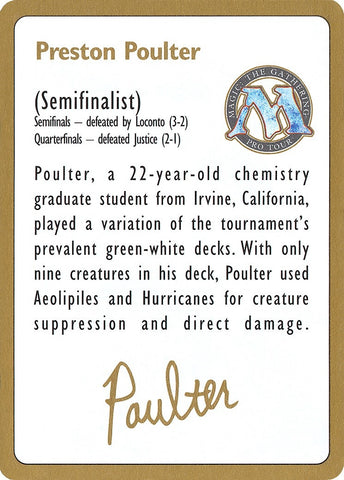 1996 Preston Poulter Biography Card [WCD]