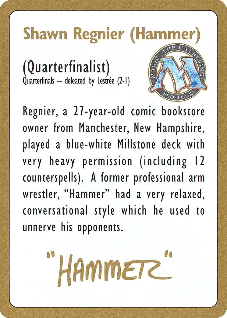 1996 Shawn Hammer Regnier Biography Card [WCD]