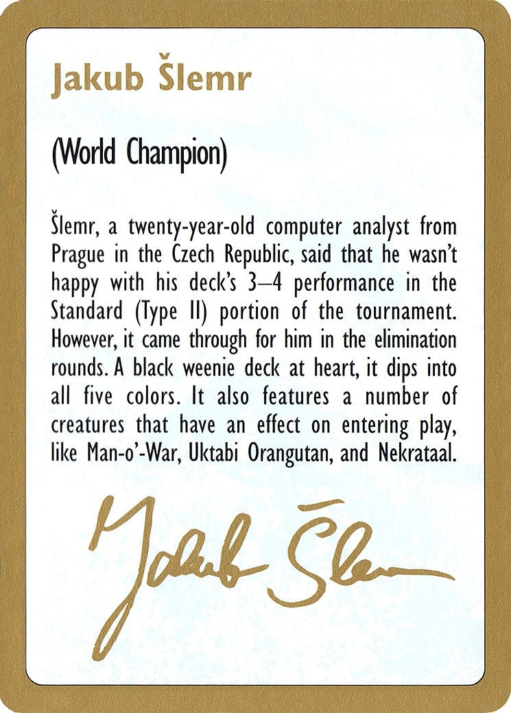 1997 Jakub Slemr Biography Card [WCD]