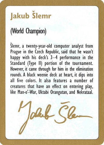 1997 Jakub Slemr Biography Card [WCD]