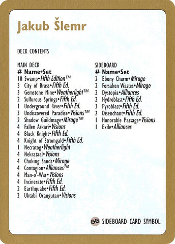 1997 Jakub Slemr Decklist Card [WCD]