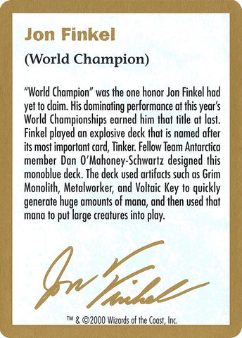 2000 Jon Finkel Biography Card [WCD]
