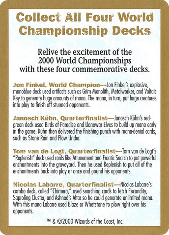 2000 World Championship Advertisement Card [WCD]