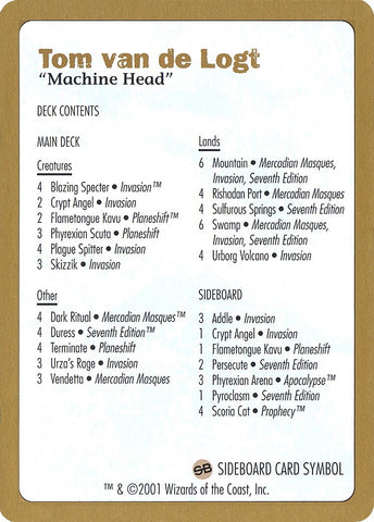 2001 Tom van de Logt Decklist Card [WCD]