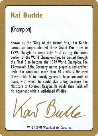 Image for 1999 Kai Budde Biography Card