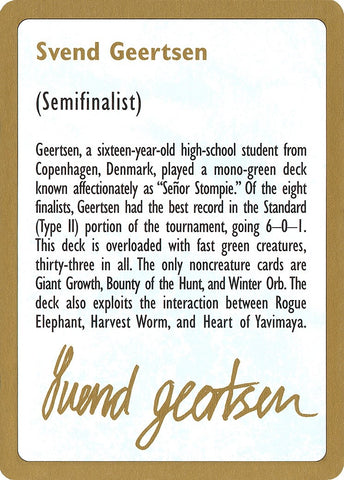 1997 Svend Geertsen Biography Card [WCD]