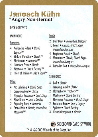 2000 Janosch Kuhn Decklist Card [WCD]