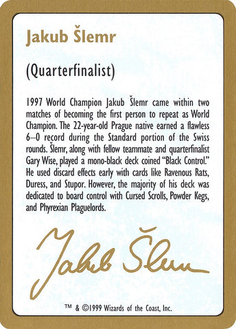 1999 Jakub Slemr Biography Card [WCD]
