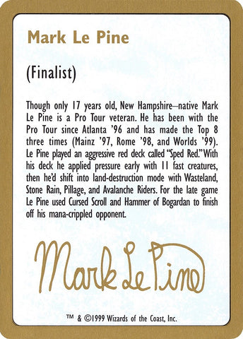 1999 Mark Le Pine Biography Card [WCD]