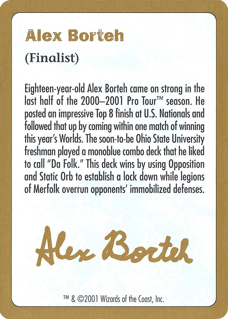 2001 Alex Borteh Biography Card [WCD]