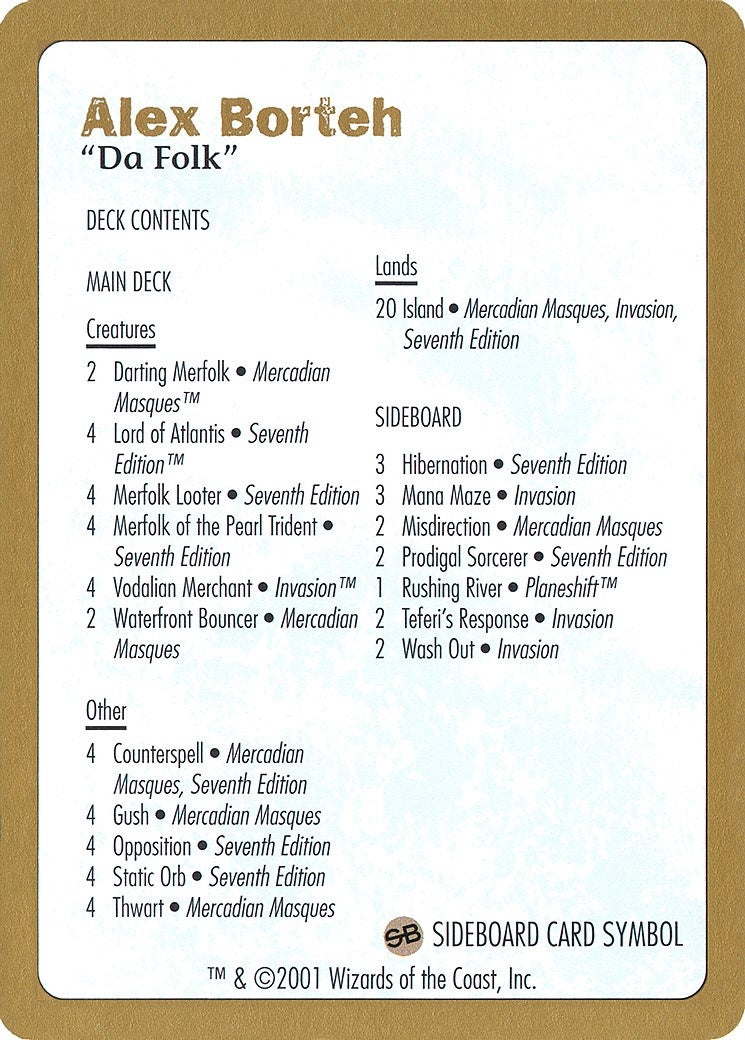 2001 Alex Borteh Decklist Card [WCD]