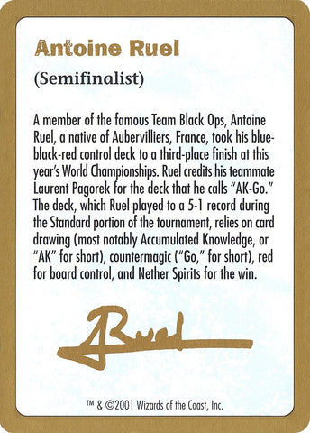 2001 Antoine Ruel Biography Card [WCD]