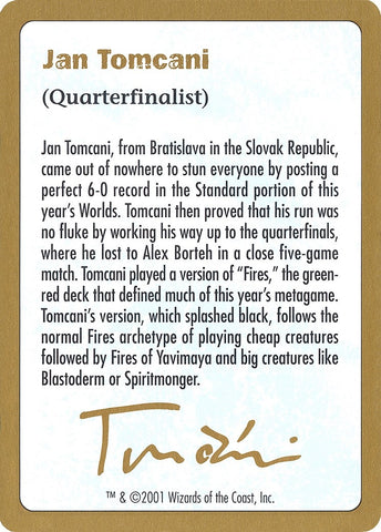 2001 Jan Tomcani Biography Card [WCD]