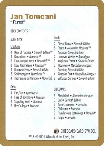 2001 Jan Tomcani Decklist Card [WCD]
