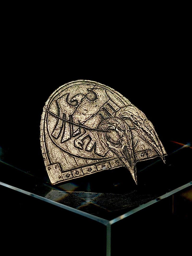 Raven Skull Badge - Warhammer 40K Inspired Brass Engraved Pin
