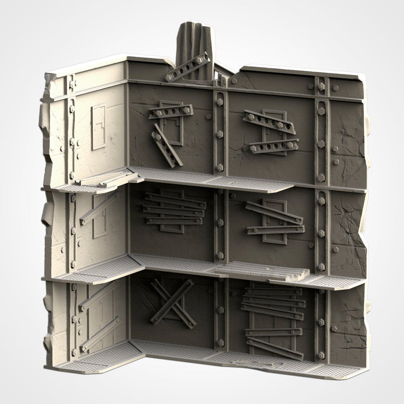 Post-Apocalyptic Ruins WTC Set 01 3D printed terrain view 16